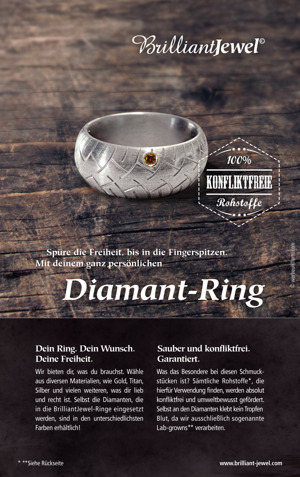 Brilliant Jewel / Flyer, Print-Design, Fotoshooting und -bearbeitung / Layout Flyer Seite 01 | Kunde: WESTERN DIAMOND | © WERBE&form, Werbeagentur in Vorarlberg