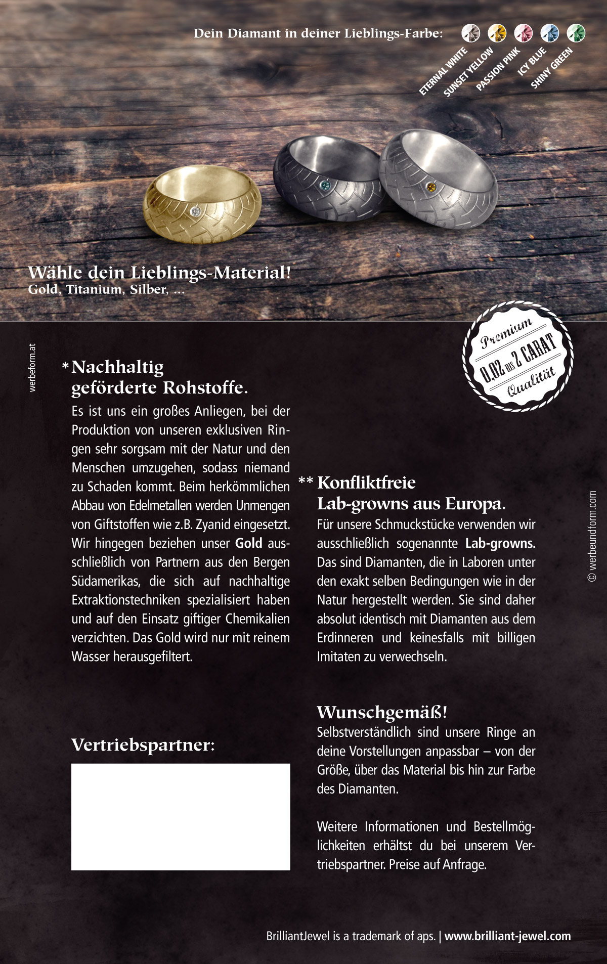 Brilliant Jewel / Flyer, Print-Design, Fotoshooting und -bearbeitung / Layout Flyer Seite 02 | Kunde: WESTERN DIAMOND | © WERBE&form, Werbeagentur in Vorarlberg