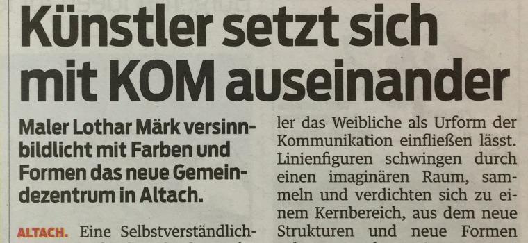 Presseartikel Vorarlberger Nachrichten Wochenzeitung anl. KOM Eröffnung Altach | Lothar Märk