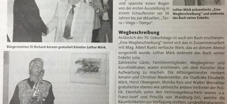 Presseartikel Gemeindeblatt Kummenbergregion anl. Ausstellung 