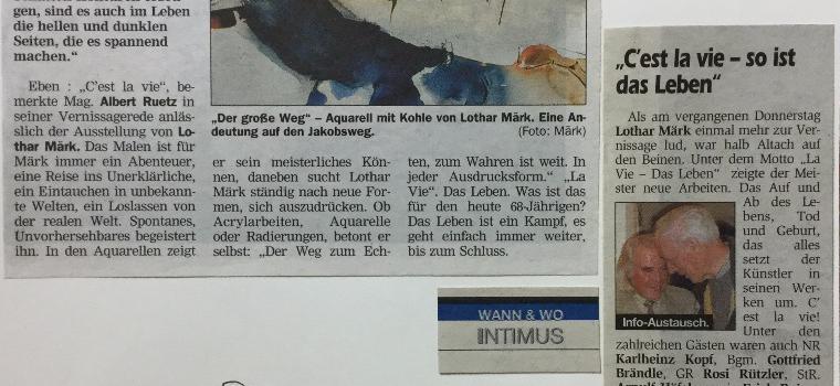 Presseartikel Wochenzeitung Vorarlberg anl. Ausstellung 